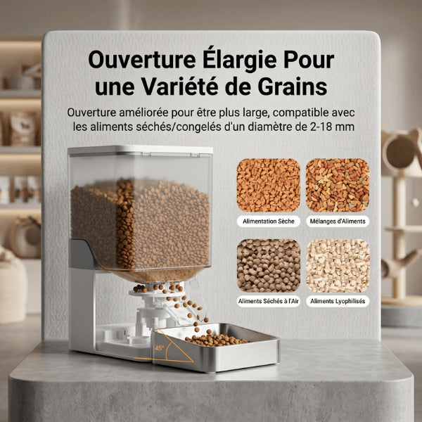 Distributeurs nourriture pour chats compatibles croquettes et aliments lyophilisés variés 2 à 18 mm