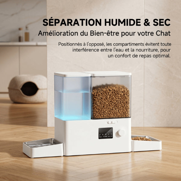Distributeurs nourriture pour chats avec séparation eau nourriture plus hygiénique