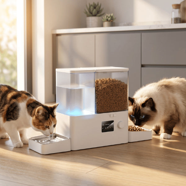 Distributeurs nourriture pour chats station alimentation complète eau et croquettes