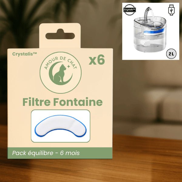 Filtre distributeur eau pour chat eau cristalline propre pour distributeur Crystalis™
