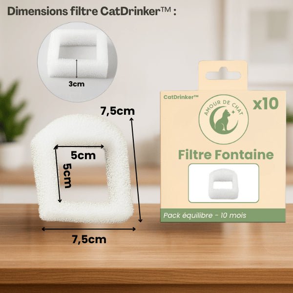 Filtre fontaine a eau chat dimensions avec pack pour fontaine CatDrinker™