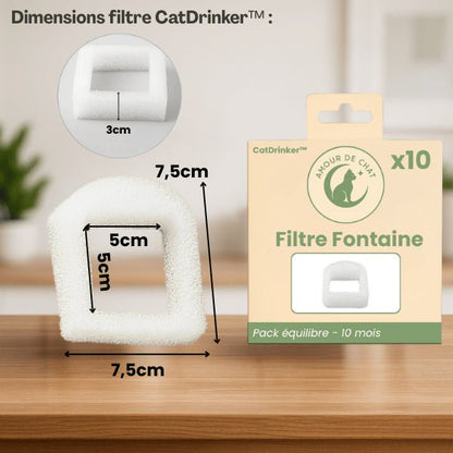 Filtre fontaine a eau chat dimensions avec pack pour fontaine CatDrinker™
