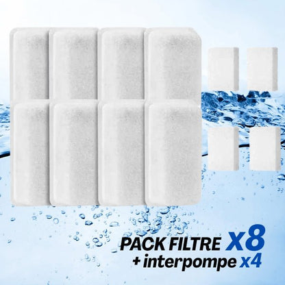 Filtre fontaine à eau chat pack x8 et mousse inter pompe x4 eau pure douce Oconnect™
