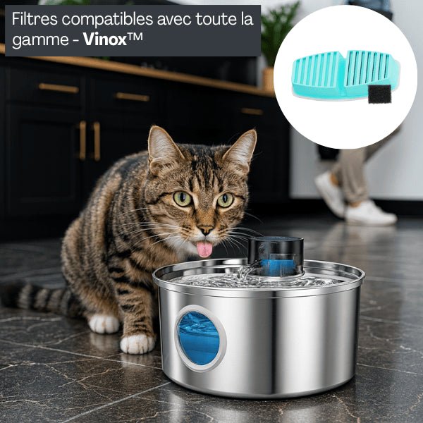 Filtre fontaine a eau pour chat compatible fontaine inox filtrée sans fil vinox™