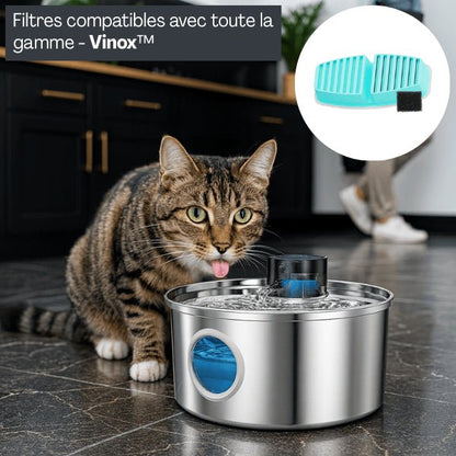 Filtre fontaine a eau pour chat compatible fontaine inox filtrée sans fil vinox™
