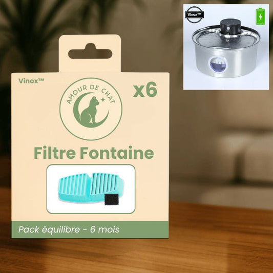 Filtre fontaine a eau pour chat compatible fontaine inox vinox™ pack équilibre durée