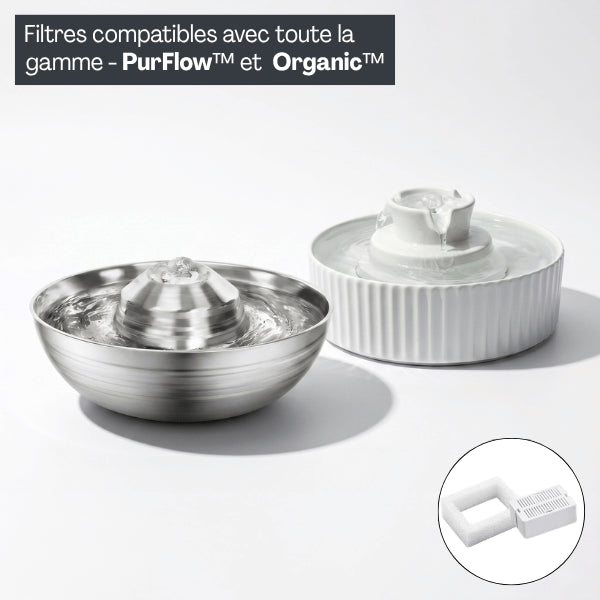 Filtre fontaine chat compatible fontaines inox PurFlow™ et céramique Organic™ pour eau saine