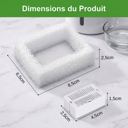 Filtre fontaine chat compact avec mousse préfiltration et charbon actif