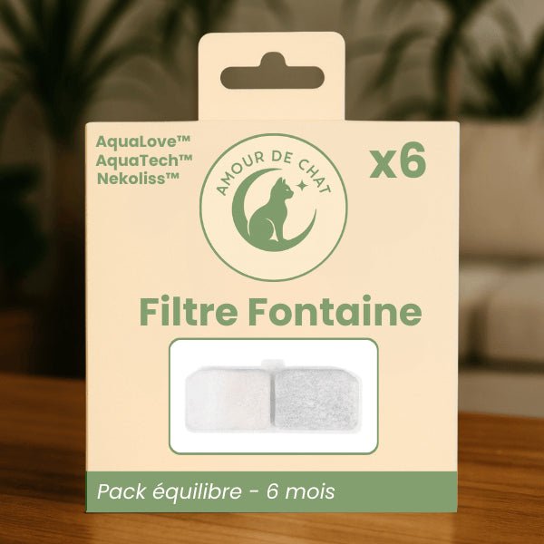Filtre fontaine chat pour 6 mois utilisation pack équilibre par 6