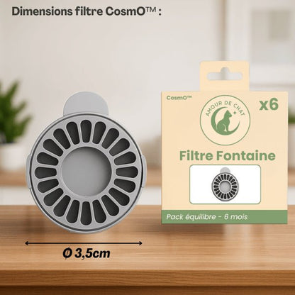 Filtre fontaine chat sans électricité dimensions compactes pack fontaine CosmO™