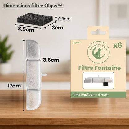 Filtre fontaine eau chats dimensions et pack équilibre 6 mois filtre pompe fontaine Olyss™