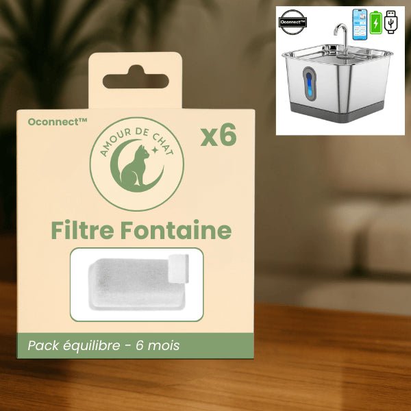Filtre fontaine pour chat durée pack complet eau propre pour fontaine inox Oconnect™