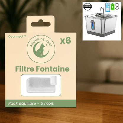 Filtre fontaine pour chat durée pack complet eau propre pour fontaine inox Oconnect™