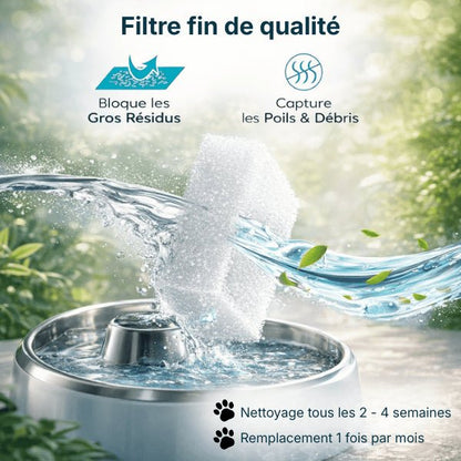 Filtre fin pour pompe fontaine à eau chat bloquant poils et débris