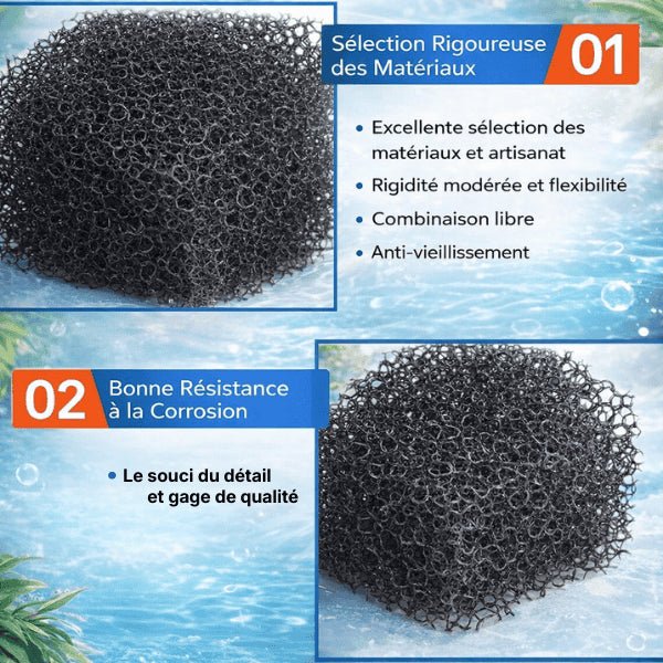 Détail de la matière du filtre pompe fontaine chat en mousse filtrante résistante
