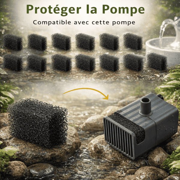Filtre pompe fontaine chat protégeant la pompe contre les saletés et impuretés