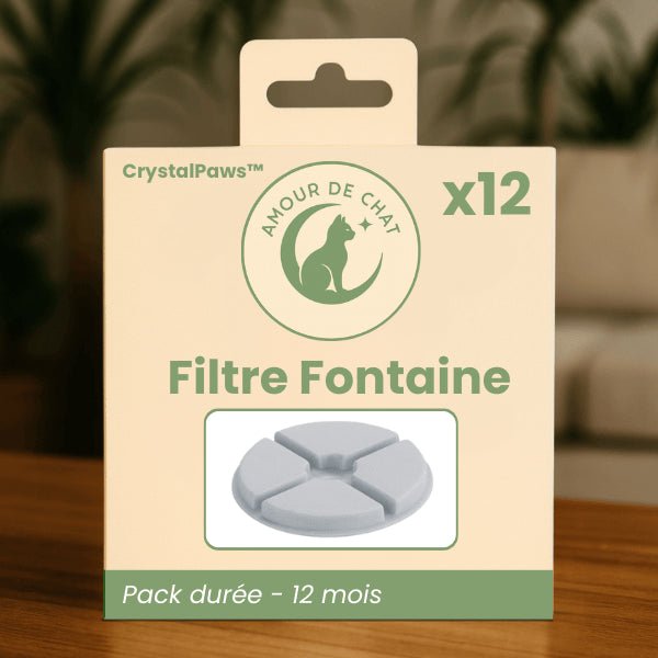 Filtre pour fontaine à eau chat autonomie 12 mois pack durée par 12 fontaine céramique CrystalPaws™