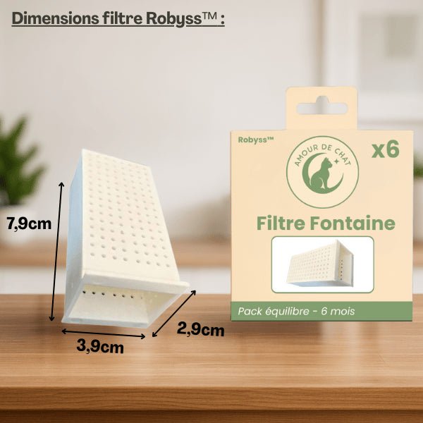 Filtre pour fontaine a eau chat dimensions et pack équilibre pour fontaine robinet Robyss™