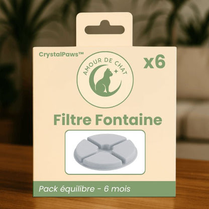 Filtre pour fontaine à eau chat durée 6 mois pack équilibre par 6 fontaine céramique CrystalPaws™
