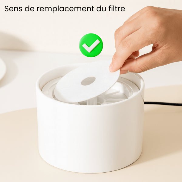 Filtre pour fontaine à eau chat facile à remplacer sens remplacement fontaine ceramique CrystalPaws™