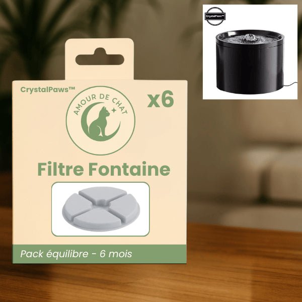 Filtre pour fontaine à eau chat pack complet compatible pour fontaine céramique CrystalPaws™