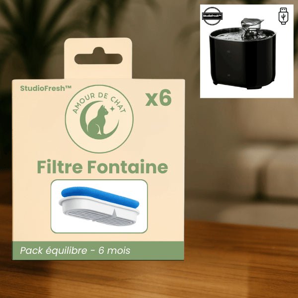 Filtres fontaine chat eau douce pure meilleure hydratation pack complet pour fontaine design Studiofresh™