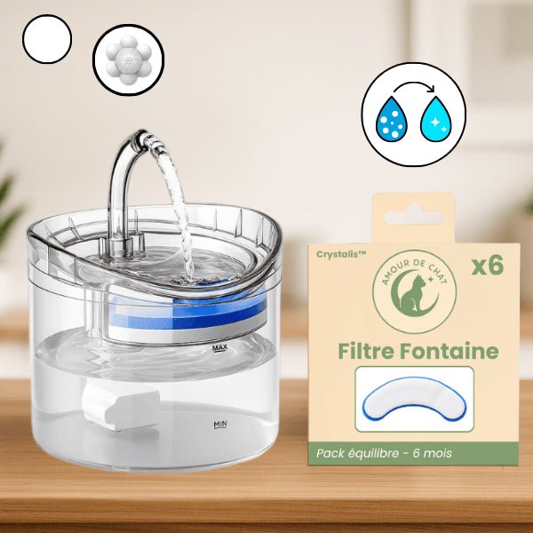 Fontaine à chat automatique robinet capteur mouvement ou pack filtre fontaine chat Crystalis™