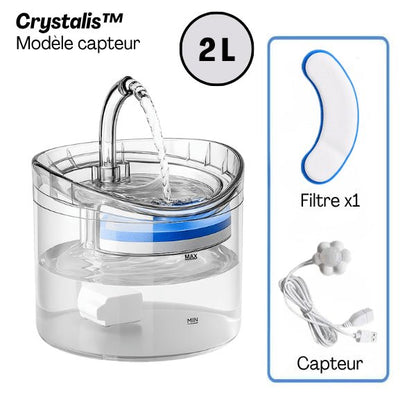 Fontaine à chat détecteur mouvement robinet filtre 2 L câble USB transparente Crystalis™