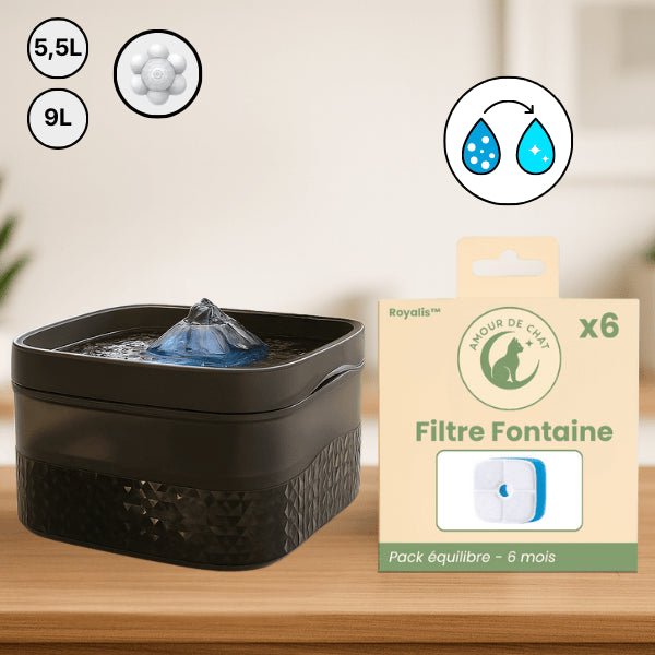 Fontaine a chat grande capacité automatique ou pack filtre fontaine chat Royalis™