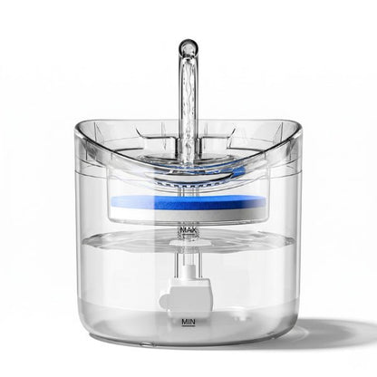 Fontaine à chat transparente filtrée robinet haut pour une meilleure oxygénation de l'eau