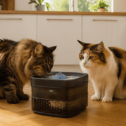 Fontaine a chat grande capacité impressionnante design noire foyer multi chats maine coon boit Royalis™