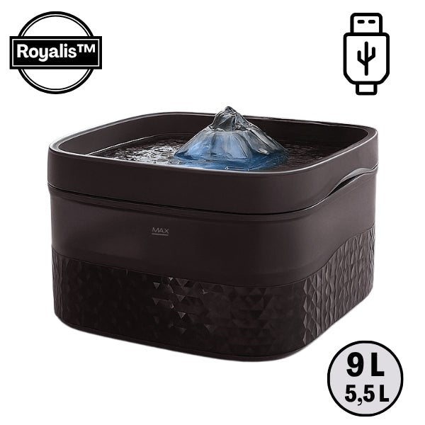 Fontaine a chat XL très grande capacité 9 L noire USB longue durée Royalis™