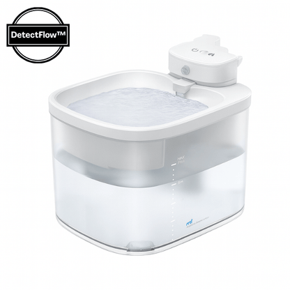 Fontaine a eau chat autonome à batterie présentation avec macaron DetectFlow