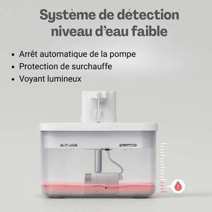 Fontaine a eau chat detecteur niveau d'eau faible voyant lumineux arrêt automatique Olyss™