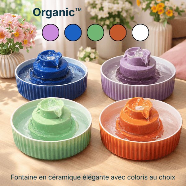 Fontaine à eau chat céramique à cascade disponible en cinq couleurs - Organic™
