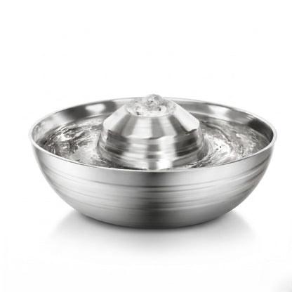 Fontaine à eau chat inox filtrée buse centrale hydratation pure et fraîche sur 360°