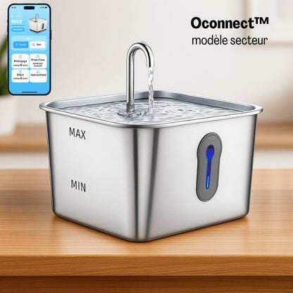 Fontaine à eau chat inox robinet prise secteur connectée grande capacité 4 litres Oconnect™