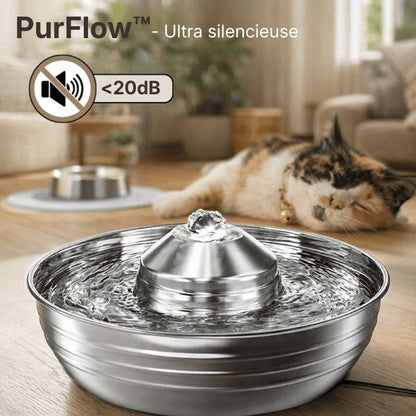 Fontaine à eau chat en inox silencieuse idéale pour chats sensibles au bruit