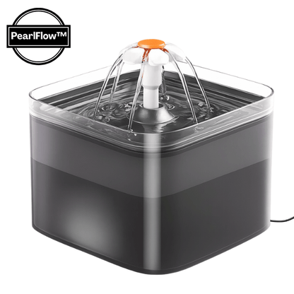 Fontaine a eau chat noir carré fleuron led apaisante avec macaron automatique PearlFlow™