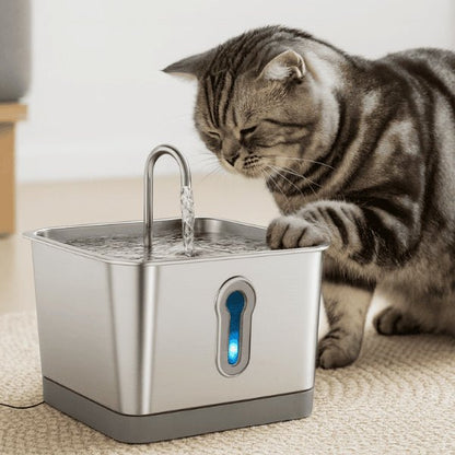 Fontaine à eau chat robinet inox 4 litres grande capacité silencieuse sans fil Oconnect™