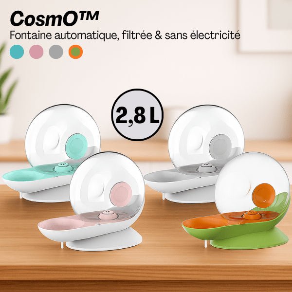 Fontaine à eau chat sans électricité grande capacité 2,8 litres quatre couleurs choix CosmO™