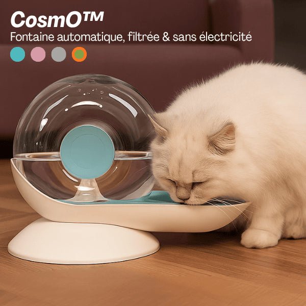 Fontaine à eau chat sans électricité surélevée pratique bleu grande autonomie CosmO™