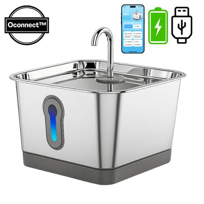 Fontaine à eau chat sans fil batterie USB connecté wifi inox robinet Oconnect™
