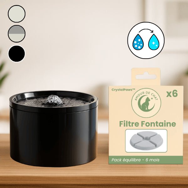 Fontaine a eau pour chat ceramique automatique ou pack filtre fontaine chat CrystalPaws™