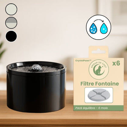 Fontaine a eau pour chat ceramique automatique ou pack filtre fontaine chat CrystalPaws™