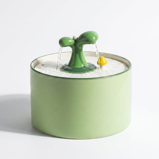 Fontaine à eau pour chat céramique cactus jets double filtration eau fraîche et attirante