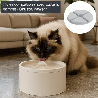 Fontaine a eau pour chat ceramique filtrée avec filtre pour fontaine à eau chat compatible CrystalPaws™