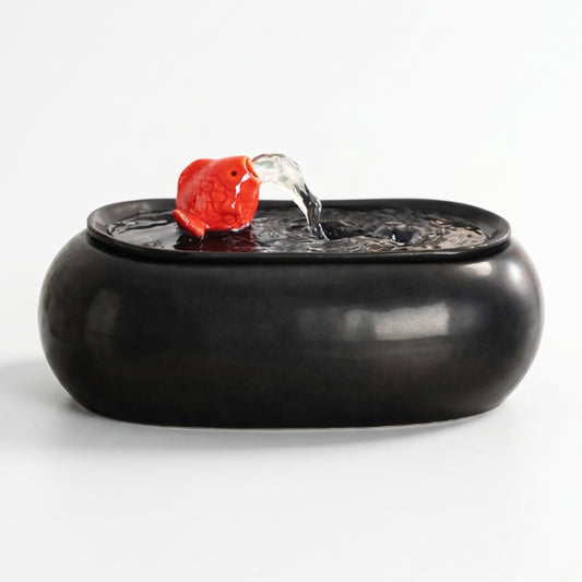Fontaine à eau pour chat céramique ovale buse poisson décorative écoulement doux encourageant