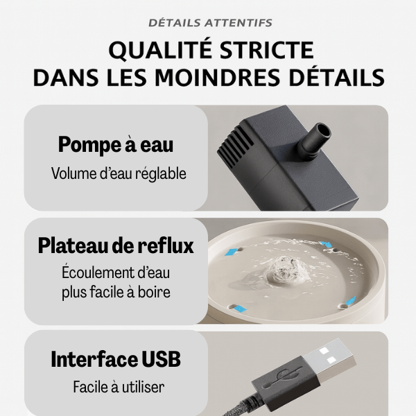 Fontaine a eau pour chat ceramique qualité pompe réglable plateau reflux et USB CrystalPaws™