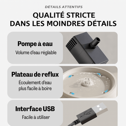 Fontaine a eau pour chat ceramique qualité pompe réglable plateau reflux et USB CrystalPaws™